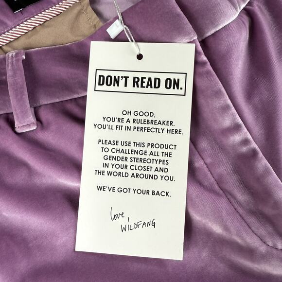 Wildfang Pants Womens 16 Purple Empower Velvet Slim Crop Stretch Trousers New - Picture 5 of 13